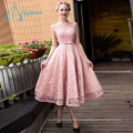 A Line Sweetheart Pearls Sashes Pink Lace Prom Dress Short